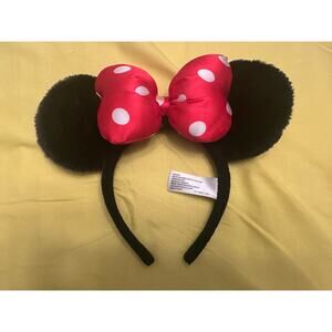 Disney Parks Classic Minnie Mouse Black n Red Polkadots Ears Headband
